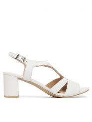 Caprice Sandały 9-28308-46 Biały. Białe sandały damskie Caprice, bez wzorów, ze skóry, bez obcasa, na słupku. Za 228.99 zł.