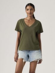 Levi's Koszulka "Favorite" w kolorze khaki rozmiar: M. Brązowe bluzki damskie Levi's, m, bez wzorów, z bawełny, bez kołnierzyka. Za 101.70 zł.
