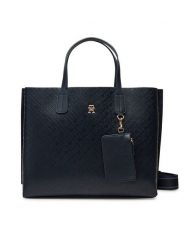 Tommy Hilfiger Torebka Th Distinct Satchel Mono AW0AW17174 Granatowy. Niebieskie torebki klasyczne damskie Tommy Hilfiger, bez wzorów, ze skóry, bez dodatków. Za 479.99 zł.