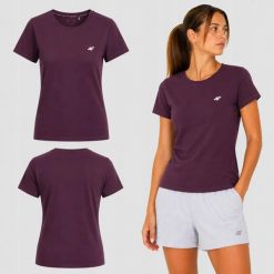 T-SHIRT DAMSKI 4F KOSZULKA SPORTOWA 1 BAWEŁNA F2772 SS26. Czerwone bluzki sportowe damskie 4f, s, bez wzorów, z bawełny, bez ramiączek. Za 38.90 zł.