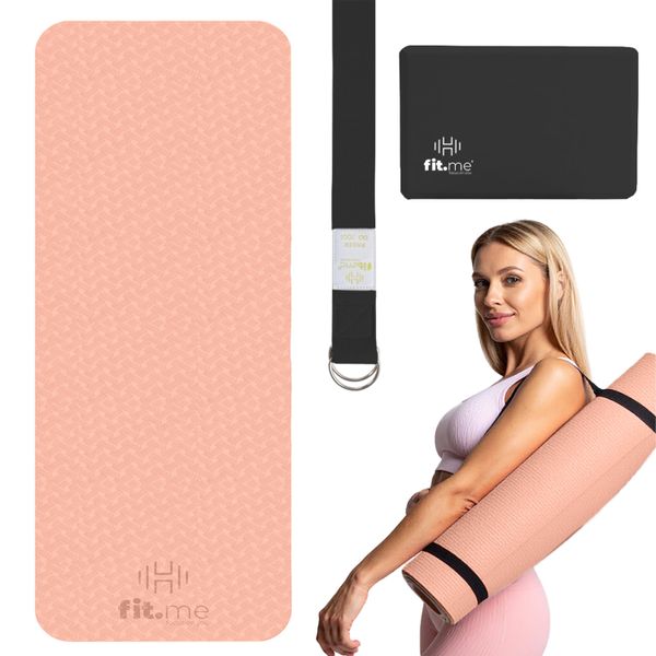 Zestaw Do Jogi Mata Antypoślizgowa Kostki 2 Szt. Pasek Do Jogi. Brązowe paski męskie FIT.ME, bez wzorów, sportowe. Za 99.98 zł.