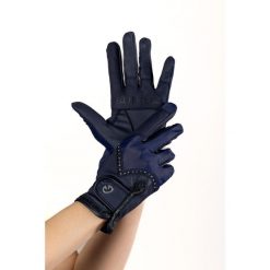 Rękawiczki Glittery Navy Equus. Niebieskie rękawiczki damskie EQUUS BRAND, na lato, bez wzorów. Za 94.99 zł.