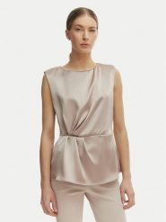 Rinascimento Bluzka CFC0127460003 Beżowy Regular Fit. Brązowe bluzki damskie RINASCIMENTO, xl, bez wzorów, z syntetyku, bez ramiączek. Za 249.99 zł.