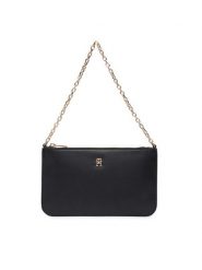 Tommy Hilfiger Torebka Th Icon Chain Shoulder Pouch AW0AW18298 Czarny. Czarne torebki klasyczne damskie Tommy Hilfiger, bez wzorów, ze skóry, wizytowe, bez kołnierzyka, bez ramiączek. Za 369.99 zł.