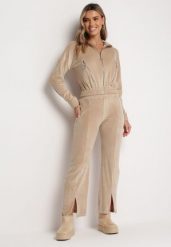 Beżowy 2-częściowy Komplet Dresowy z Bluzą i Spodniami Stellarina. Brązowe bluzy bez kaptura damskie Born2be, m, z dresówki. Za 179.99 zł.