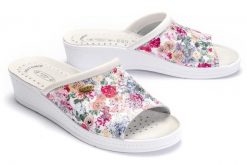 SANITAL FLEX 698 07 fantasia, klapki profilaktyczne damskie. Klapki damskie Sanital Flex, bez wzorów, ze skóry, bez obcasa. Za 119.90 zł.