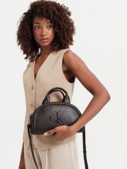 Calvin Klein Torebka Bold Ck Dome Crossbody LV04F3895G Brązowy ciemny. Brązowe torebki klasyczne damskie CALVIN KLEIN, bez wzorów, ze skóry, bez dodatków. Za 409.99 zł.