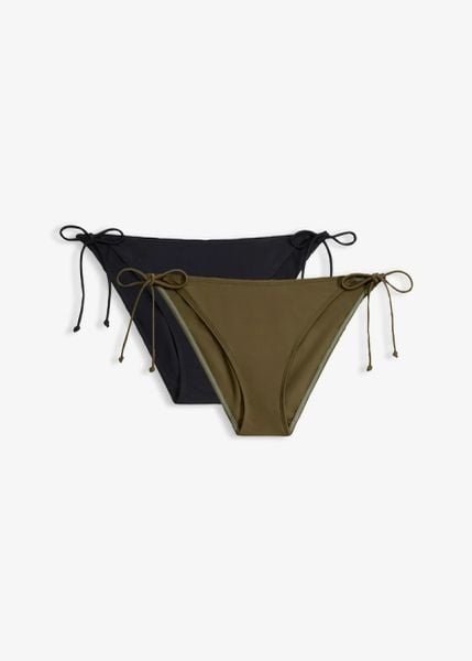 Figi bikini z zestawie 2 sztuk (2 szt.). Czarne bikini damskie bonprix, bez wzorów. Za 72.99 zł.