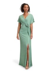 Vera Mont Sukienka w kolorze srebrno-zielonym rozmiar: 46. Szare sukienki damskie Vera Mont, z aplikacjami, bez kołnierzyka, bez ramiączek, maxi. Za 448.99 zł.