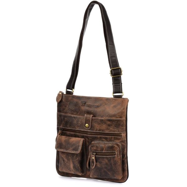 Listonoszka skórzana vintage Beltimore M05 brązowa. Brązowe saszetki męskie z nubiku. Za 269.90 zł.