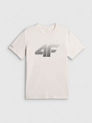 4F T-shirt regular z nadrukiem męski - biały M. Białe t-shirty męskie 4f, m, bez wzorów, z bawełny, bez kołnierzyka. Za 69.99 zł.