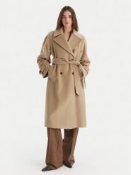 Marella Płaszcz wełniany Tenna 2523016071 Beżowy Regular Fit. Brązowe płaszcze damskie Marella, na zimę, bez wzorów, z wełny. Za 3,559.00 zł.