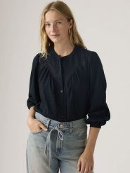 Levi's Bluzka w kolorze czarnym rozmiar: M. Czarne bluzki damskie Levi's, m, bez wzorów, z bawełny, bez kołnierzyka, bez ramiączek. Za 169.95 zł.