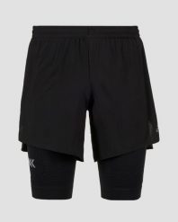 Spodenki biegowe męskie X-Bionic Effektor 2in1 czarne. Czarne szorty męskie X BIONIC, bez wzorów, z dzianiny. Za 749.99 zł.
