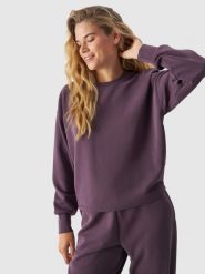 4F Bluza dresowa cropped z modalem damska - fioletowa XL. Fioletowe bluzy bez kaptura damskie 4f, xl, z dresówki. W wyprzedaży za 59.99 zł.