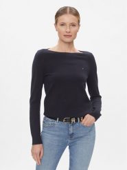Tommy Hilfiger Sweter WW0WW42050 Granatowy Regular Fit. Niebieskie swetry klasyczne damskie Tommy Hilfiger, xxl, z bawełny, bez kołnierzyka. Za 299.99 zł.