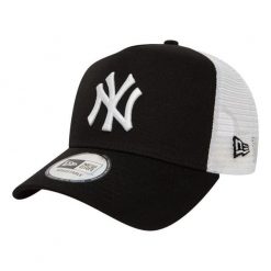 Czapka New Era Yankees Clean Black A-Frame Trucker. Czarne czapki męskie New Era, bez wzorów, z bawełny, eleganckie. Za 126.86 zł.