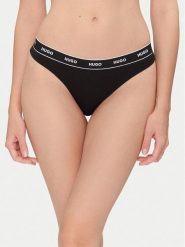 HUGO Stringi Thong Stripe Pyp 50545700 Czarny. Czarne stringi damskie Hugo, xxl, bez wzorów, z bawełny. Za 59.99 zł.