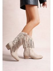 Foreverfolie Botki w kolorze beżowym rozmiar: 36. Brązowe botki damskie Foreverfolie, eleganckie, bez obcasa, bez zapięcia. Za 152.99 zł.