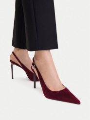 Nine West Szpilki EO-TS6384-02 Bordowy. Czerwone szpilki Nine West, bez wzorów, z materiału, bez obcasa. Za 279.99 zł.