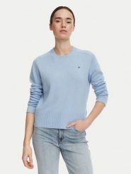 Tommy Hilfiger Sweter WW0WW51432 Niebieski jasny Regular Fit. Niebieskie swetry klasyczne damskie Tommy Hilfiger, xl, z wełny, bez kołnierzyka. Za 649.99 zł.
