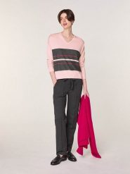 Rodier Wełniany sweter w kolorze jasnoróżowo-zielonym rozmiar: S. Różowe swetry klasyczne damskie Rodier, s, z wełny, bez kołnierzyka. Za 252.99 zł.