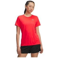 Koszulka T-Shirt Damski Under Armour Treningowy Szybkoschnący Lekki Tech. Czerwone bluzki damskie Under Armour, bez wzorów, bez kołnierzyka. Za 119.99 zł.