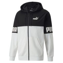 Bluza z kapturem z pełnym zamkiem błyskawicznym Puma Power Colorblock TR. Białe bluzy sportowe męskie Puma, bez wzorów, sportowe, bez kołnierzyka, bez ramiączek. W wyprzedaży za 223.30 zł.