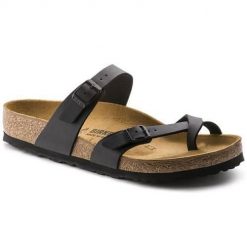 Klapki damskie Birkenstock Mayari BF. Czarne klapki damskie Birkenstock, bez wzorów, z materiału, bez obcasa. Za 523.00 zł.
