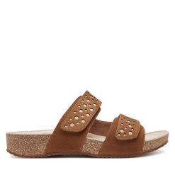 Klapki Josef Seibel. Brązowe klapki damskie Josef Seibel, bez wzorów, bez obcasa. Za 309.99 zł.