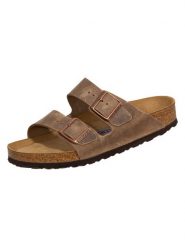 Unisex sandały Birkenstock Arizona Soft Footbed beżowe regular 0552811. Brązowe sandały męskie Birkenstock, z materiału, bez zapięcia. Za 439.00 zł.