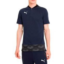 Koszulka Polo Męska Logo Sportowa. Niebieskie koszulki polo męskie Puma, m, z bawełny, bez ramiączek. Za 59.60 zł.