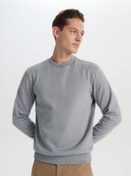 Bluza - niebieski. Niebieskie bluzy bez kaptura męskie Sinsay, l, z bawełny. W wyprzedaży za 19.99 zł.
