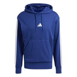 Bluza z kapturem adidas Essentials 3-Stripes French Terry. Niebieskie bluzy z kapturem męskie Adidas, s, z bawełny. Za 215.99 zł.