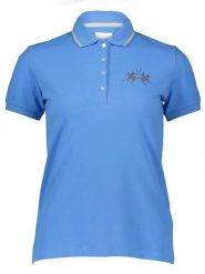 La Martina Koszulka polo w kolorze niebieskim rozmiar: XS. Niebieskie bluzki damskie La Martina, xs, bez wzorów, bez kołnierzyka, bez ramiączek. Za 140.53 zł.
