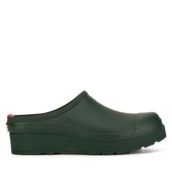 Klapki Hunter. Zielone klapki damskie Hunter, bez wzorów, bez obcasa. Za 249.99 zł.