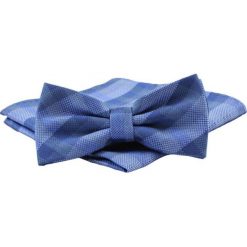 Mucha Męska z Poszetką, Niebieska w Kratkę - Alties. Niebieskie krawaty i muchy męskie Alties, bez wzorów, eleganckie. Za 54.00 zł.