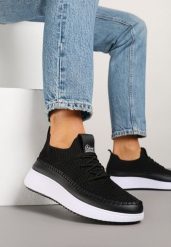 Czarne Buty Sportowe Sneakersy z Siateczkową Cholewką Helazia. Czarne buty sportowe na co dzień damskie Renee, bez wzorów, z jeansu. Za 59.99 zł.