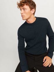 Jack & Jones Sweter "Milano" w kolorze granatowym rozmiar: S. Niebieskie swetry męskie Jack & Jones, s, bez wzorów, bez kołnierzyka. Za 114.44 zł.