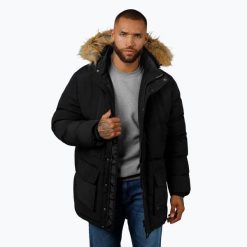 Kurtka męska Pitbull Forest Hooded Parka. Czarne kurtki męskie PITBULL, na zimę, m, bez wzorów, z materiału, sportowe, bez kaptura. Za 489.99 zł.