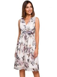 Stylove Sukienka w kolorze kremowym ze wzorem rozmiar: L. Brązowe sukienki damskie Stylove, l, bez wzorów, bez kołnierzyka, bez ramiączek, midi. Za 215.21 zł.