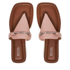 Japonki MICHAEL Michael Kors. Czerwone klapki damskie MICHAEL Michael Kors, bez wzorów, ze lnu, bez obcasa. Za 439.99 zł.
