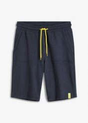 Bermudy dresowe, regular fit. Niebieskie szorty męskie bonprix, bez wzorów, z dresówki. Za 79.99 zł.
