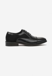 Czarne Półbuty Eleganckie z Wkładką ze Skóry Naturalnej Vevima. Czarne buty wizytowe męskie Born2be, z jeansu, bez zapięcia. Za 89.99 zł.