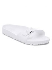 Birkenstock Klapki "Madrid" w kolorze białym rozmiar: 37. Białe klapki damskie Birkenstock, bez wzorów, bez obcasa. Za 111.59 zł.
