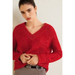 Mango - Sweter. Czerwone swetry klasyczne damskie Mango, l, z dzianiny, bez kołnierzyka. Za 139.90 zł.