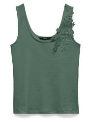 Vero Moda Top w kolorze zielonym rozmiar: L. Zielone topy damskie Vero Moda, l, bez wzorów, z bawełny, bez kołnierzyka. Za 76.04 zł.