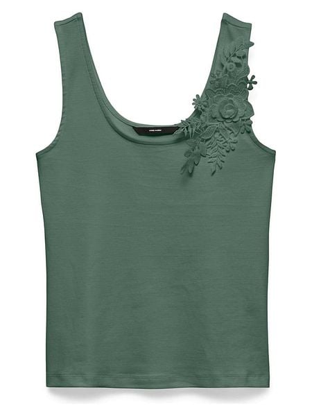 Vero Moda Top w kolorze zielonym rozmiar: L. Zielone topy damskie Vero Moda, l, bez wzorów, z bawełny, bez kołnierzyka. Za 76.04 zł.