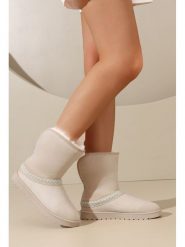 C'M Botki zimowe w kolorze beżowym rozmiar: 40. Brązowe botki damskie C'M, na zimę, bez obcasa, bez zapięcia. Za 108.99 zł.