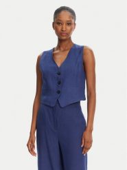 Marella Kamizelka Anemone 2515151012 Niebieski Regular Fit. Niebieskie kamizelki damskie Marella, ze lnu. Za 449.99 zł.